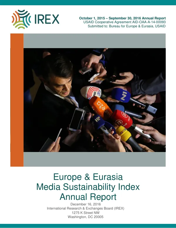 2015-2016 Annual Report: Europe & Eurasia Media Sustainability Index