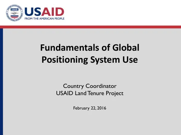 Fundamentals of Global Positioning System Use