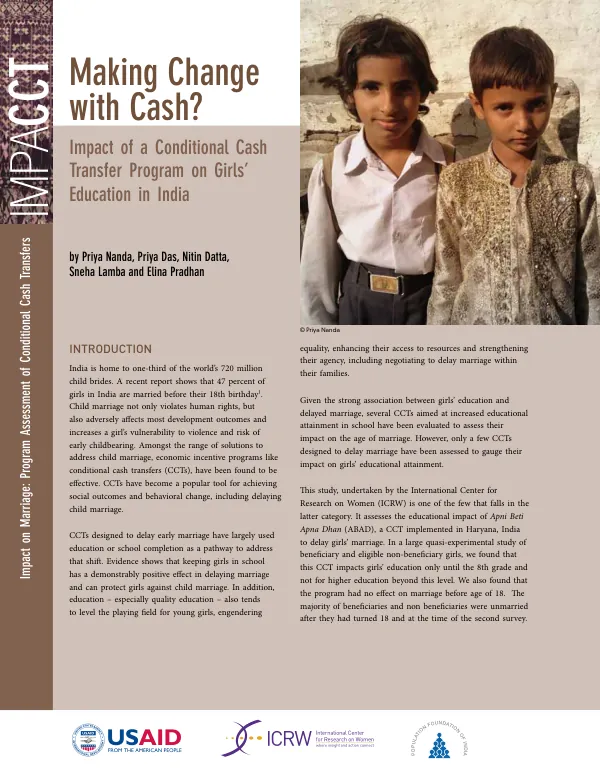 Impact of a Conditional Cash Transfer Program on Girls' Education in India