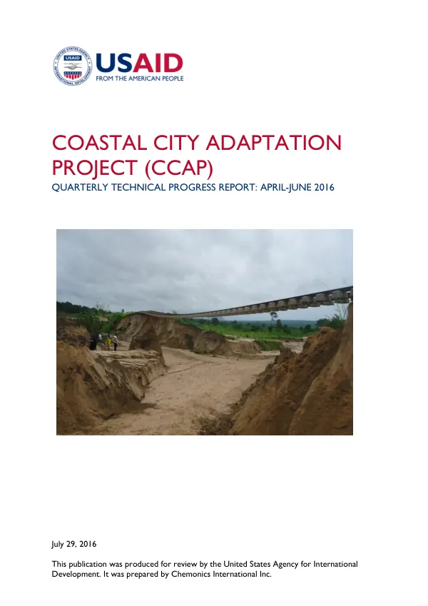 Coastal City Adaptation Project (CCAP) Quarterly Technical Progress Report: April-June 2016