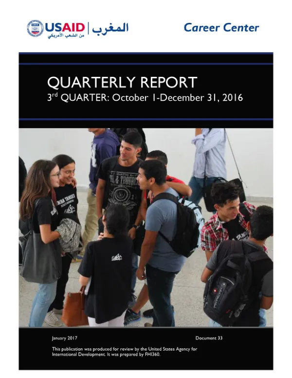 USAID Career Center Quarterly Report (October – December 2016)