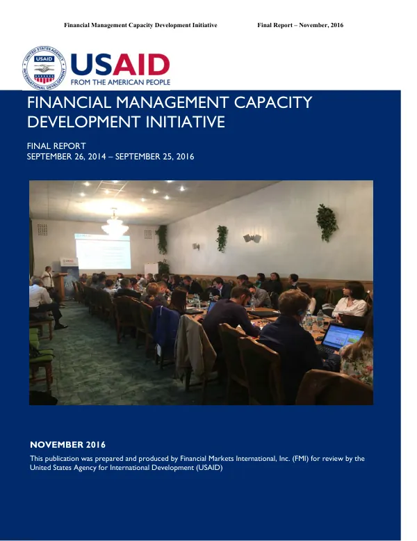 Financial Management Capacity Development Initiative Final Report – November, 2016