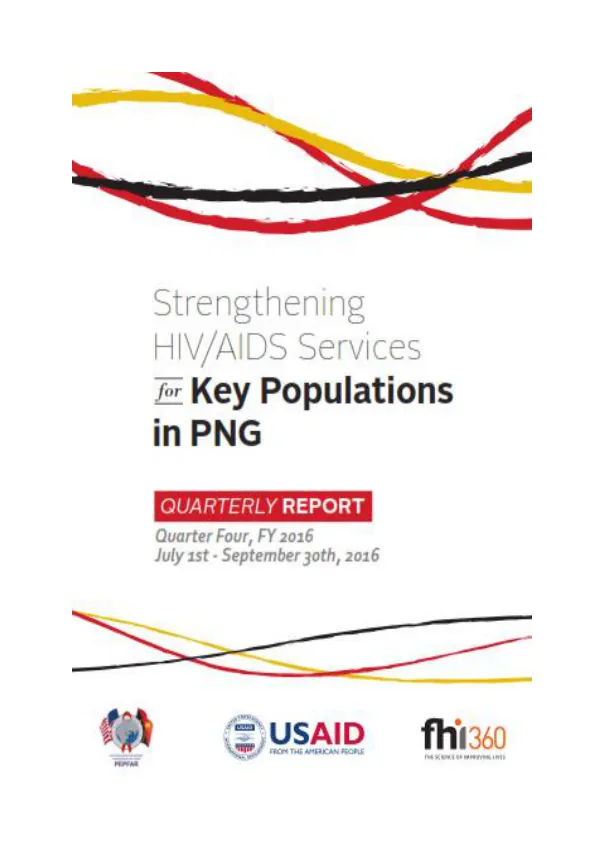 4th Quarter Report for FY16: Strengthening HIV/AIDS Services for Key Populations in PNG