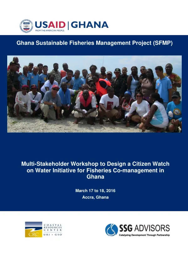 Multi-Stakeholder Workshop to Design a Citizen Watch on Water Initiative for Fisheries Co-management in Ghana