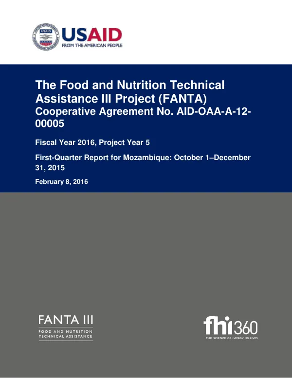 First-Quarter Report for Mozambique: October 1–December 31, 2015