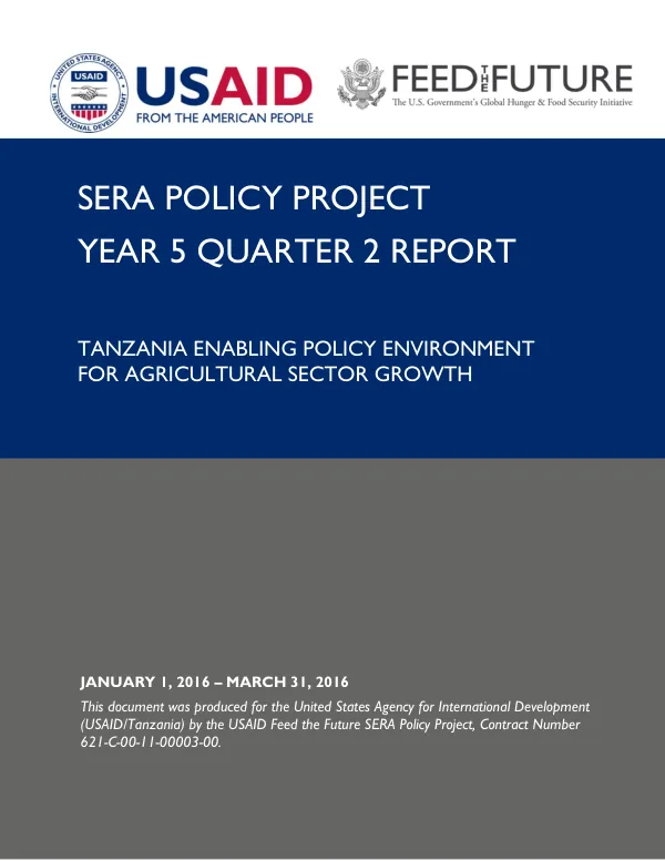 SERA Year 5 Quarter 2 Report, January 1, 2016 – March 31, 2016