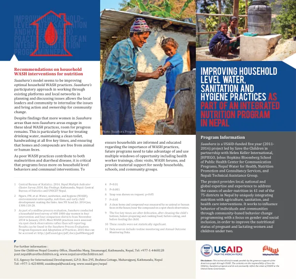 Improving household level water, sanitation and hygiene practices as part of an integrated nutrition program in Nepal
