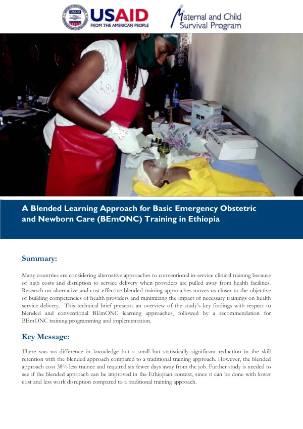 A Blended Learning Approach for Basic Emergency Obstetric and Newborn Care (BEmONC) Training in Ethiopia
