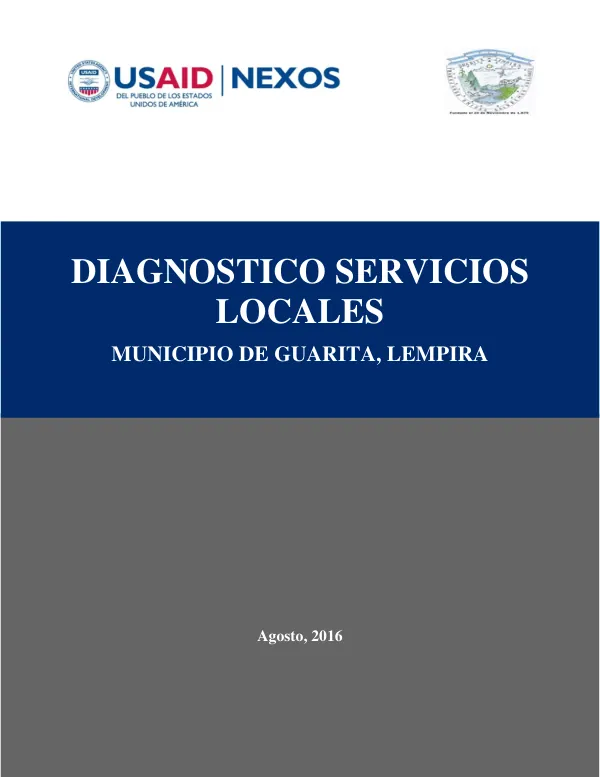 Diagnóstico Municipal en Servicios Locales, Guarita, Lempira, Honduras, C.A. Agosto 2016