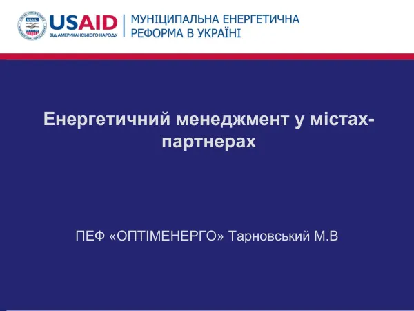 Енергетичний менеджмент у містах-партнерах