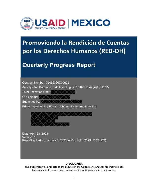 Quarterly Progress Report: RED-DH Promoviendo la Rendición de Cuentas por los Derechos Humanos