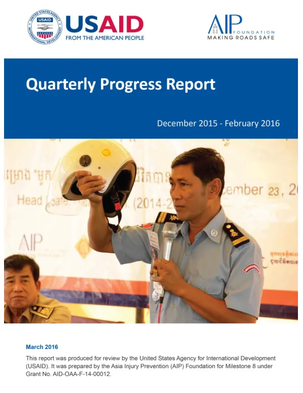 Quarterly Progress Report: Head Safe. Helmet On.