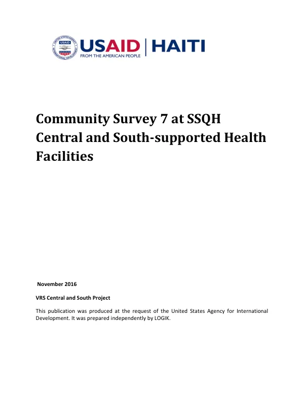 Community Survey 7 at SSQH Central and South-supported Health Facilities