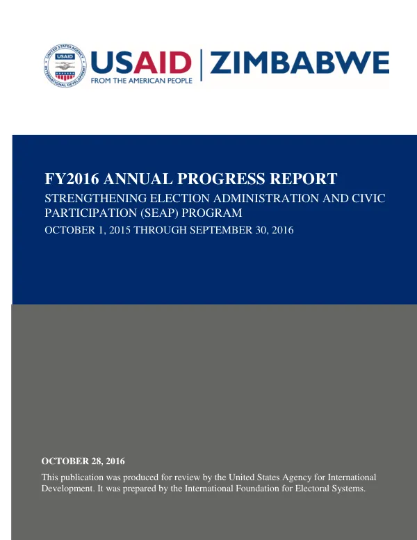 FY2016 Annual Progress Report: Strengthening Election Administration and Civic Participation (SEAP) Program