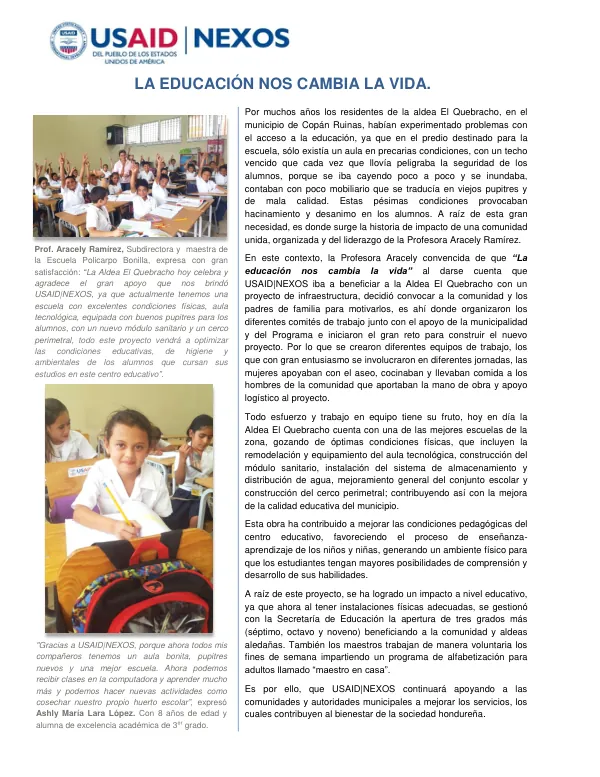La Educación Nos Cambia La Vida: Impacto de la Comunidad Unida en la Aldea El Quebracho