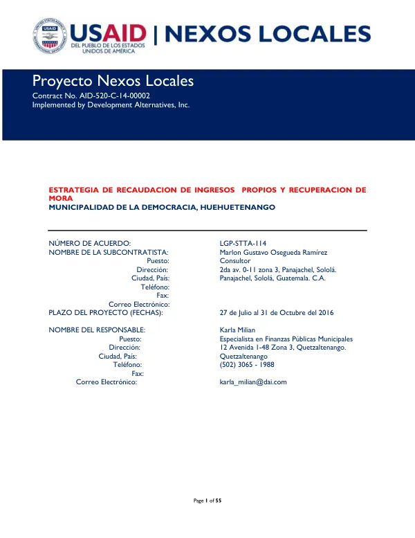Estrategia de Recaudación de Ingresos Propios y Recuperación de Morosidad