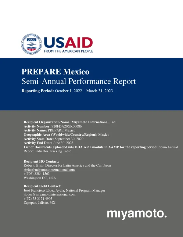 Semi-Annual Performance Report: PREPARE Mexico