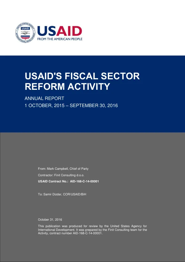 FAR Annual Performance Report: USAID'S FISCAL SECTOR REFORM ACTIVITY