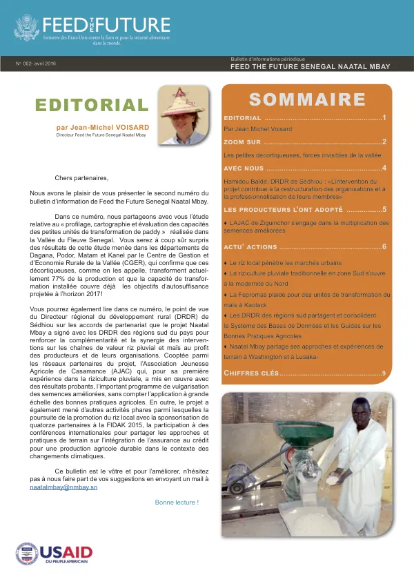 Feed the Future Senegal Naatal Mbay Bulletin d’informations périodique