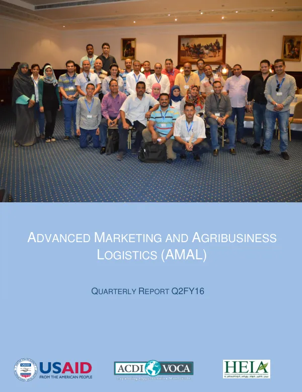 Advanced Marketing and Agribusiness Logistics (AMAL) Quarterly Report Q2FY16