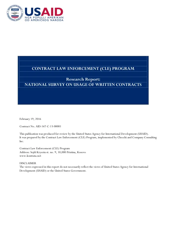 2015 National Survey on Usage of Written Contracts