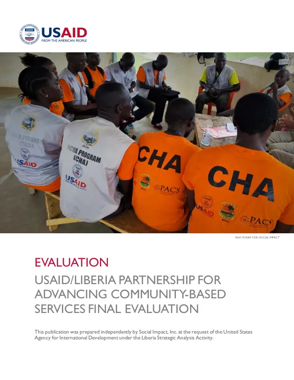 USAID/Liberia partnership for advancing community-based services final evaluation