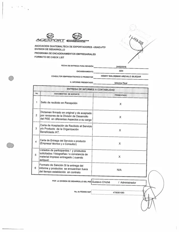 Capacitación y establecimiento de Parcelas demostrativas de BPAS en ADII. RVCP/AGEXPORT