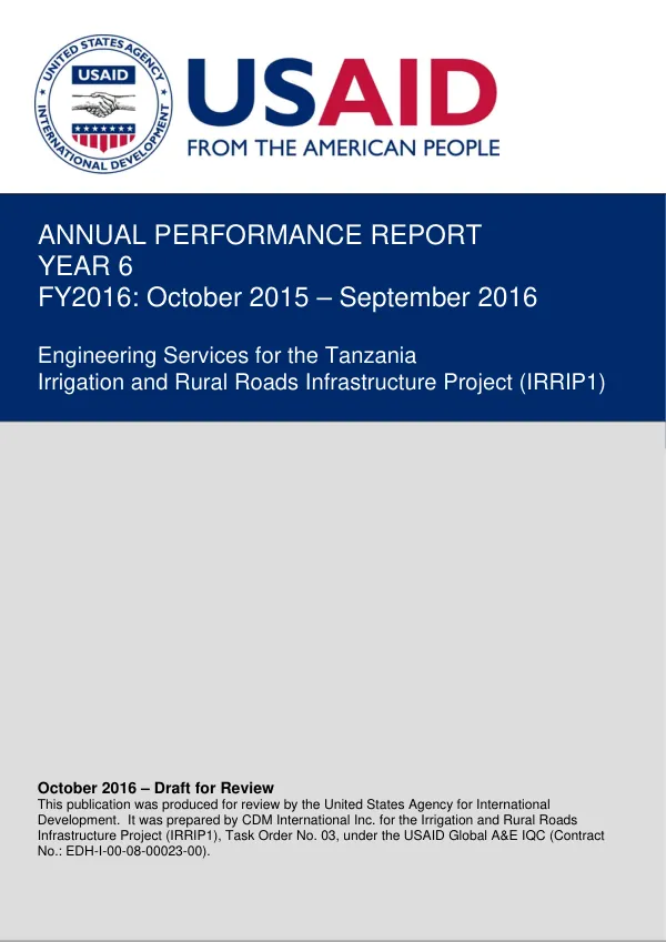 Annual Performance Report - Year 6: October 2015 - September 2016