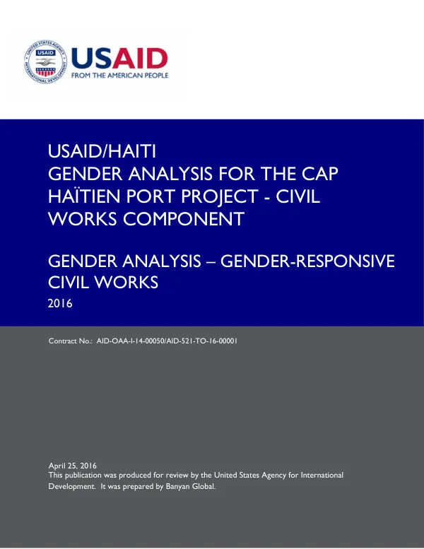 Gender Analysis – Gender-Responsive Civil Works