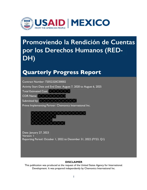 Quarterly Progress Report: RED-DH Quarterly Report Q1 Y3