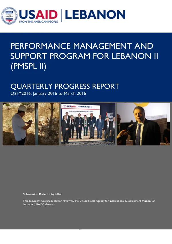 Quarterly Progress Report PMSPL II: Q2 FY16