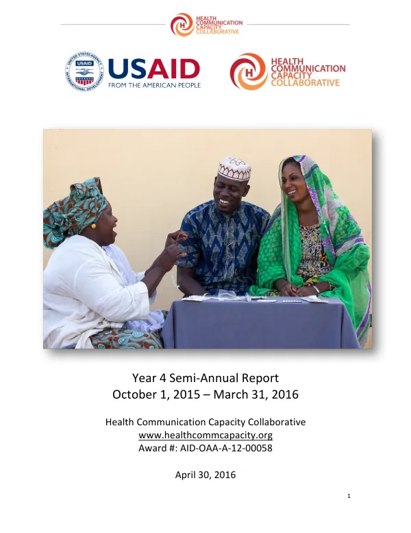 Year 4 Semi-Annual Report October 1, 2015 – March 31, 2016