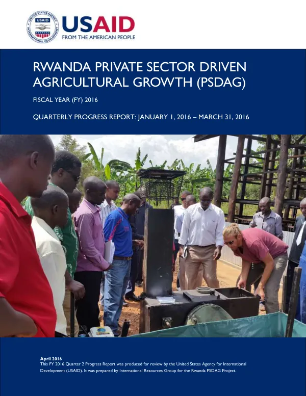 PSDAG Fiscal Year (FY) 2016 Q2 Progress Report: January 1, 2016 – March 31, 2016