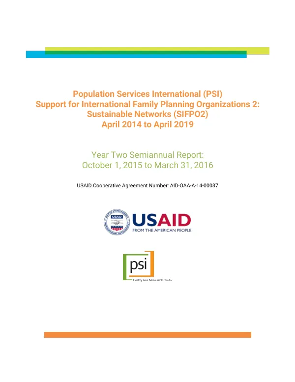 Support for International Family Planning Organizations 2: Sustainable Networks (SIFPO2) Year Two Semiannual Report