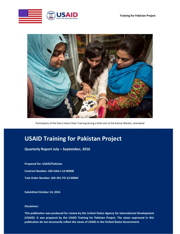 USAID Training for Pakistan Project, Year 4 Quarter 2, 2016 Report