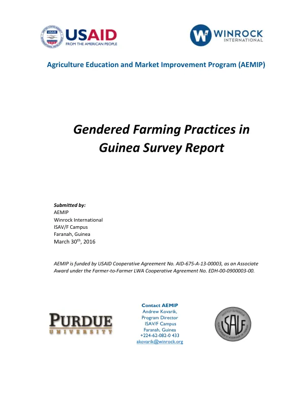 Gendered Farming Practices in Guinea Survey Report