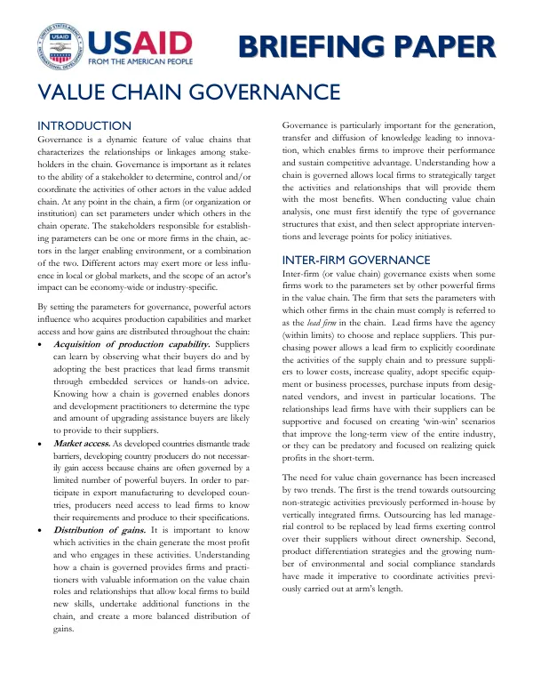 Value chain governance