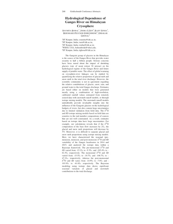 Hydrological Dependence of Ganges River on Himalayan Cryosphere