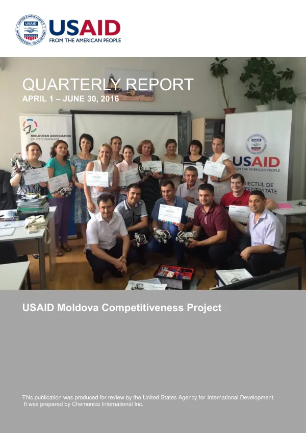 Quarterly Report: USAID Moldova Competitiveness Project, Year 1 Quarter 3 (FY2016 Q3)