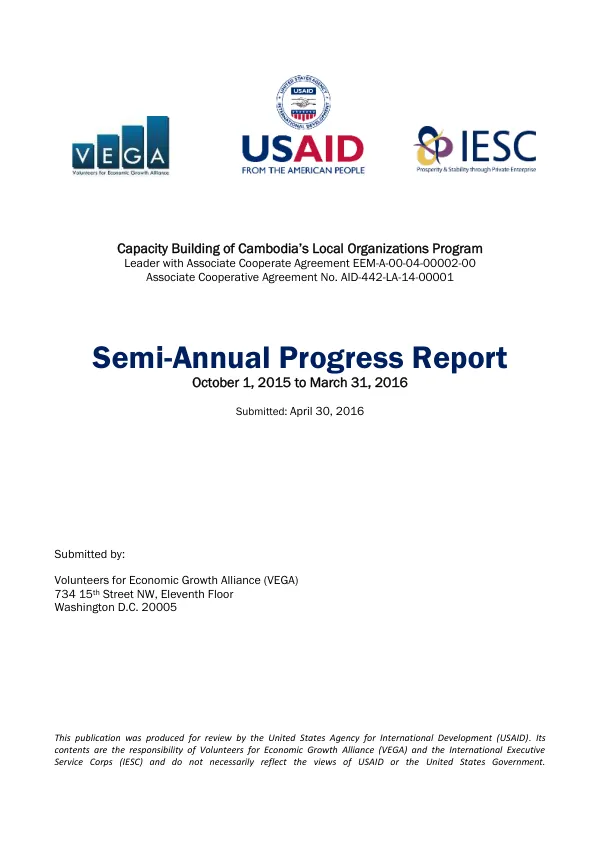 Capacity Building of Cambodia’s Local Organizations Program Semi-Annual Progress Report