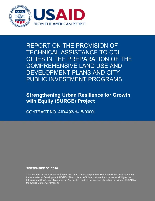 Report on the Provision of Component 1 Technical Assistance, September 2016