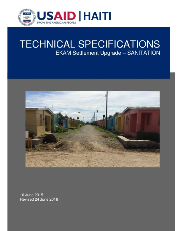 Technical Specifications: EKAM Settlement Upgrade – SANITATION