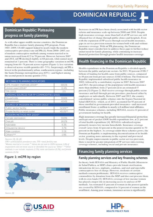 Financing Family Planning: Dominican Republic