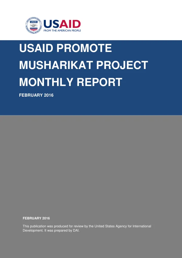 Musharikat Monthly Report February 2016