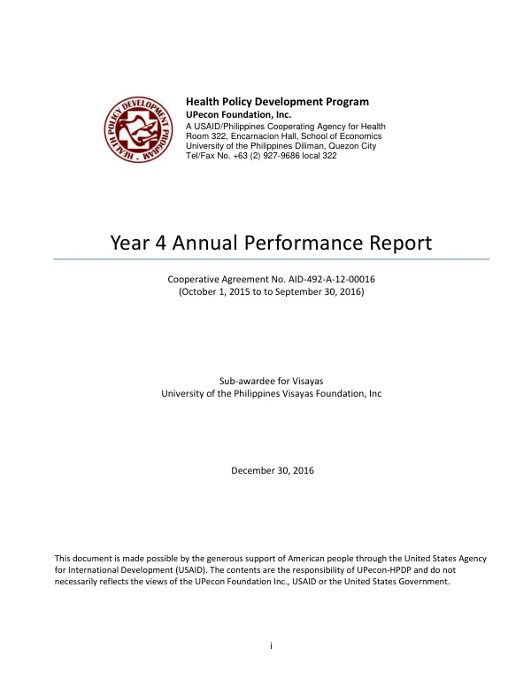 Year 4 Annual Performance Report