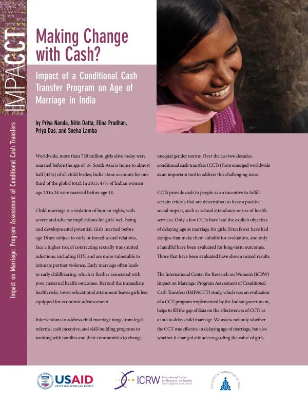 Impact of a Conditional Cash Transfer Program on Age of Marriage in India