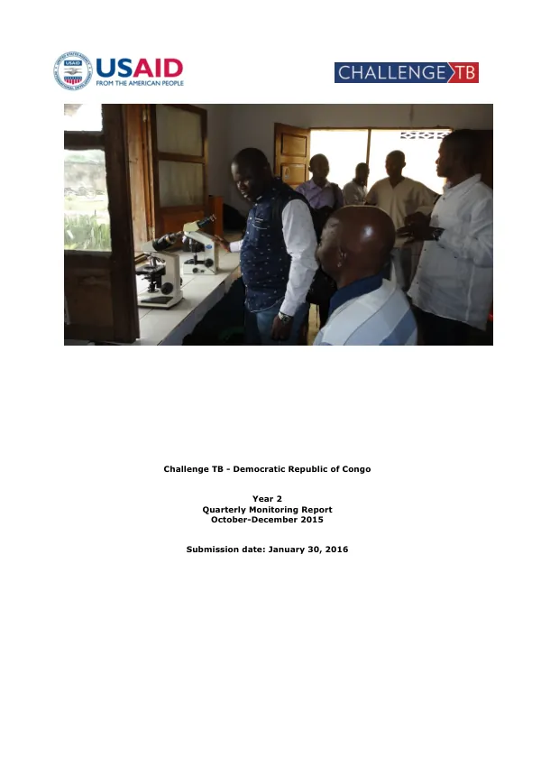 Quarterly Monitoring Report: Challenge TB - Democratic Republic of Congo
