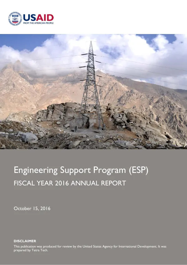 Engineering Support Program (ESP) FISCAL YEAR 2016 ANNUAL REPORT