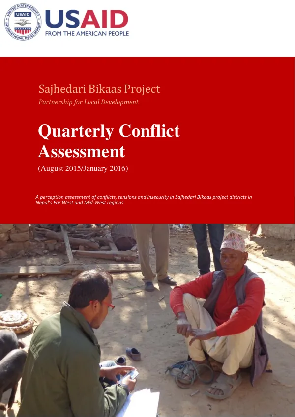 Quarterly Conflict Assessment for Sajhedari Bikaas Project in Nepal