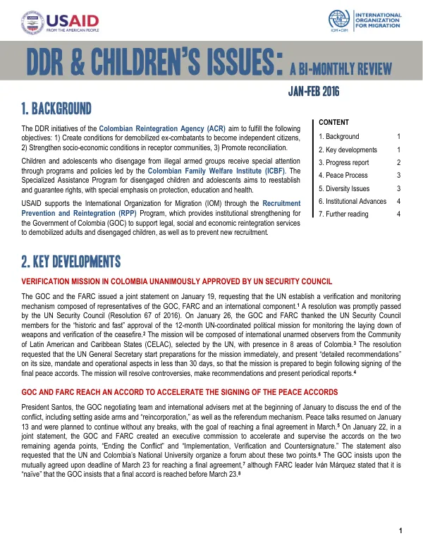 DDR & children’s issues: A BI-MONTHLY REVIEW